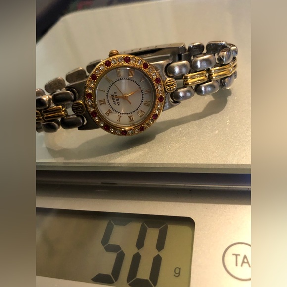 Anne Klein II Gold and Silver tone band round case cristal embedded in - Picture 3 of 12